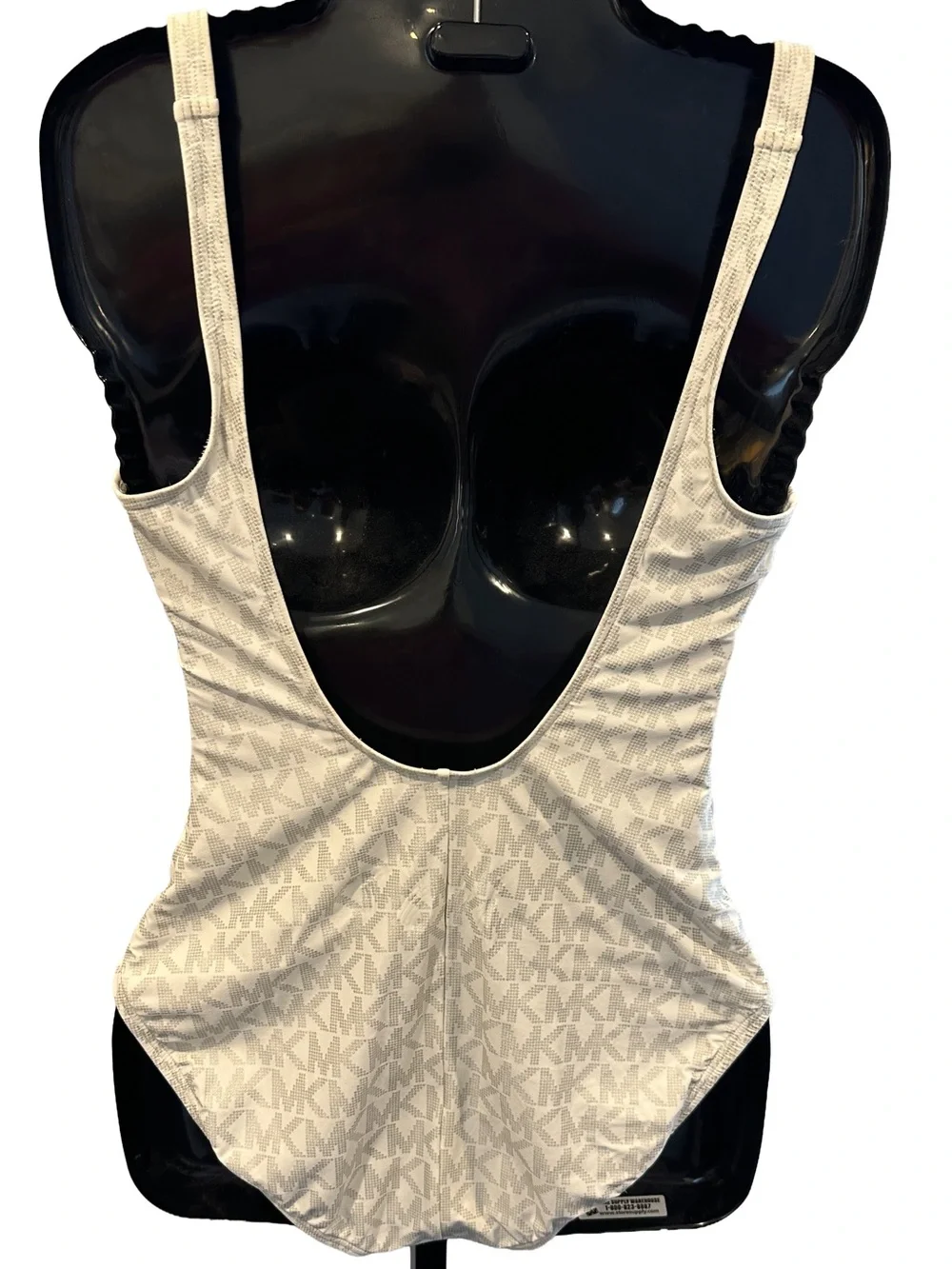 MICHAEL Michael Kors Silver White Logo Zip-Front One-Piece Swimsuit S